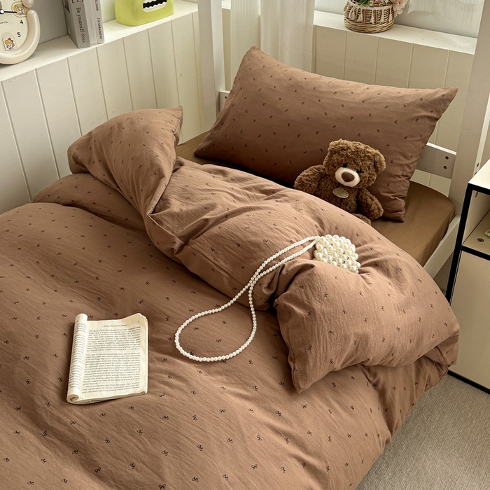 91家纺网 家纺一手货源 找家纺 水墨江南2025新款水洗棉印花四件套 可爱颂咖