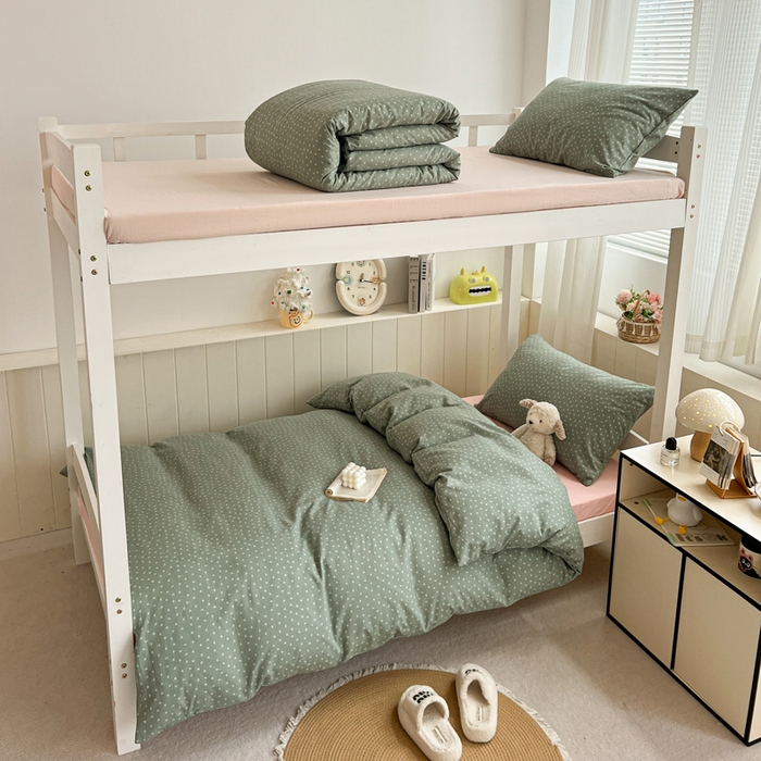 91家纺网 家纺一手货源 找家纺 水墨江南2025新款水洗棉印花四件套 可爱颂绿