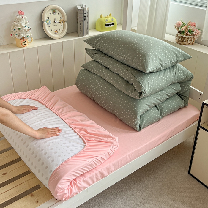 水墨江南2025新款水洗棉印花四件套 可爱颂绿