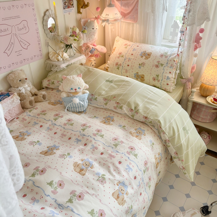 91家纺网 家纺一手货源 找家纺 Sweet dreams甜梦 2025新款学生床全棉纯棉三套件学生三件套宿舍三件套上下铺三件套 花花小狗