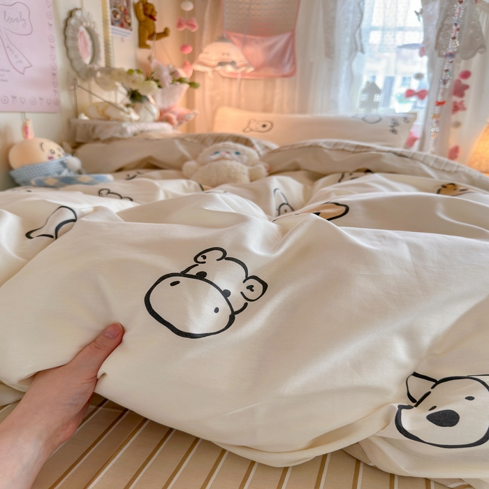 91家纺网 家纺一手货源 找家纺 Sweet dreams甜梦 2025新款学生床全棉纯棉三套件学生三件套宿舍三件套上下铺三件套 小象与熊