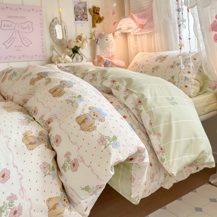 91家纺网 家纺一手货源 找家纺 Sweet dreams甜梦 2025新款学生床全棉纯棉三套件学生三件套宿舍三件套上下铺三件套 花花小狗