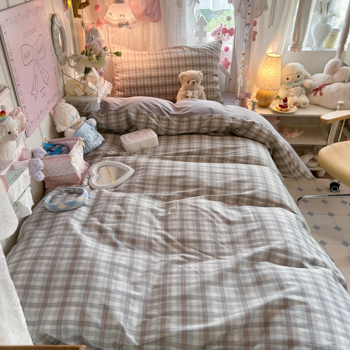 91家纺网 家纺一手货源 找家纺 Sweet dreams甜梦 2025新款学生床全棉纯棉三套件学生三件套宿舍三件套上下铺三件套 时尚格子