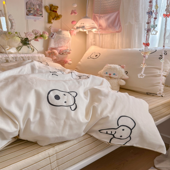 91家纺网 家纺一手货源 找家纺 Sweet dreams甜梦 2025新款学生床全棉纯棉三套件学生三件套宿舍三件套上下铺三件套 小象与熊