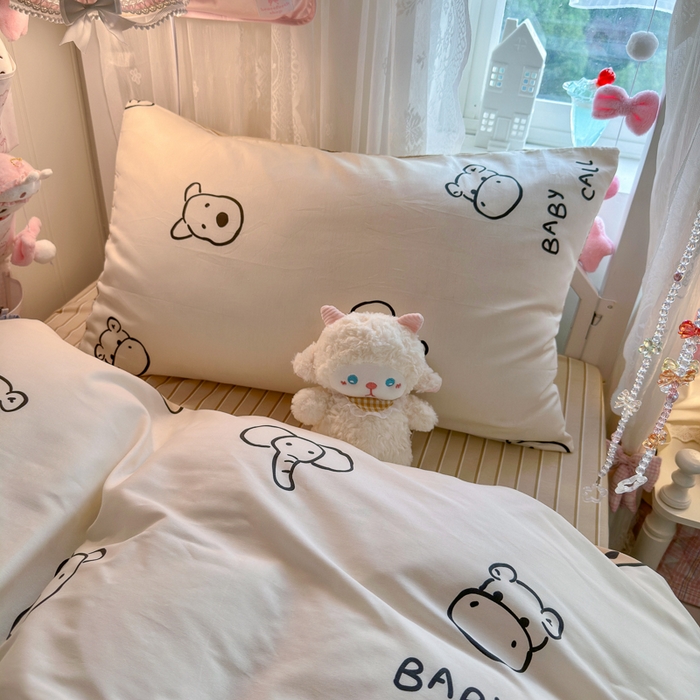 91家纺网 家纺一手货源 找家纺 Sweet dreams甜梦 2025新款学生床全棉纯棉三套件学生三件套宿舍三件套上下铺三件套 小象与熊