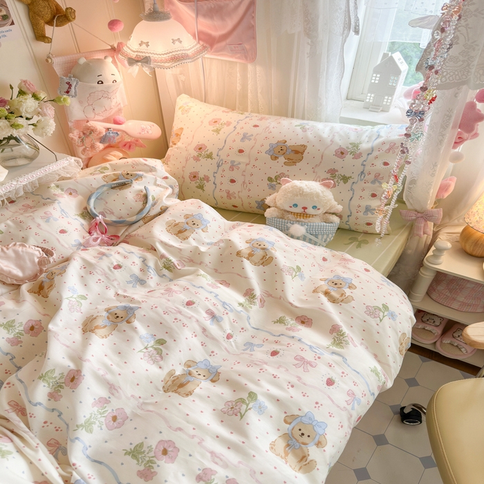 91家纺网 家纺一手货源 找家纺 Sweet dreams甜梦 2025新款学生床全棉纯棉三套件学生三件套宿舍三件套上下铺三件套 花花小狗