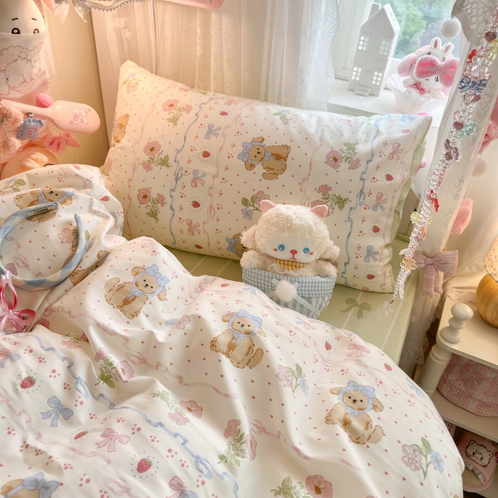 91家纺网 家纺一手货源 找家纺 Sweet dreams甜梦 2025新款学生床全棉纯棉三套件学生三件套宿舍三件套上下铺三件套 花花小狗