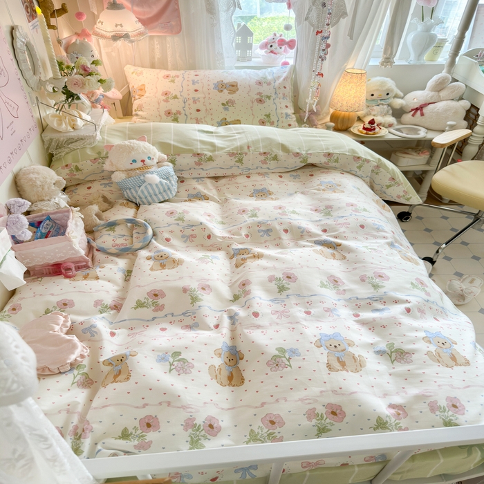 91家纺网 家纺一手货源 找家纺 Sweet dreams甜梦 2025新款学生床全棉纯棉三套件学生三件套宿舍三件套上下铺三件套 花花小狗