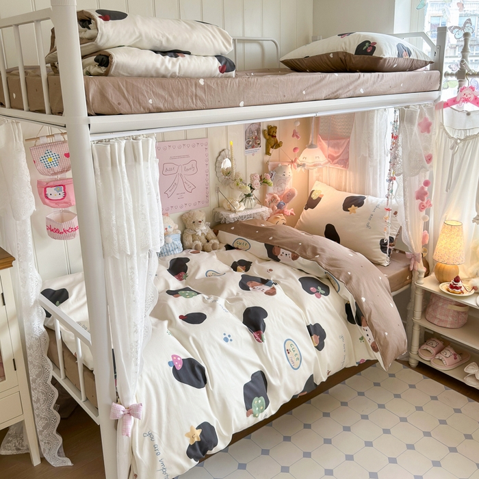 91家纺网 家纺一手货源 找家纺 （总）Sweet dreams甜梦 2025新款学生床全棉纯棉三套件学生三件套宿舍三件套上下铺三件套