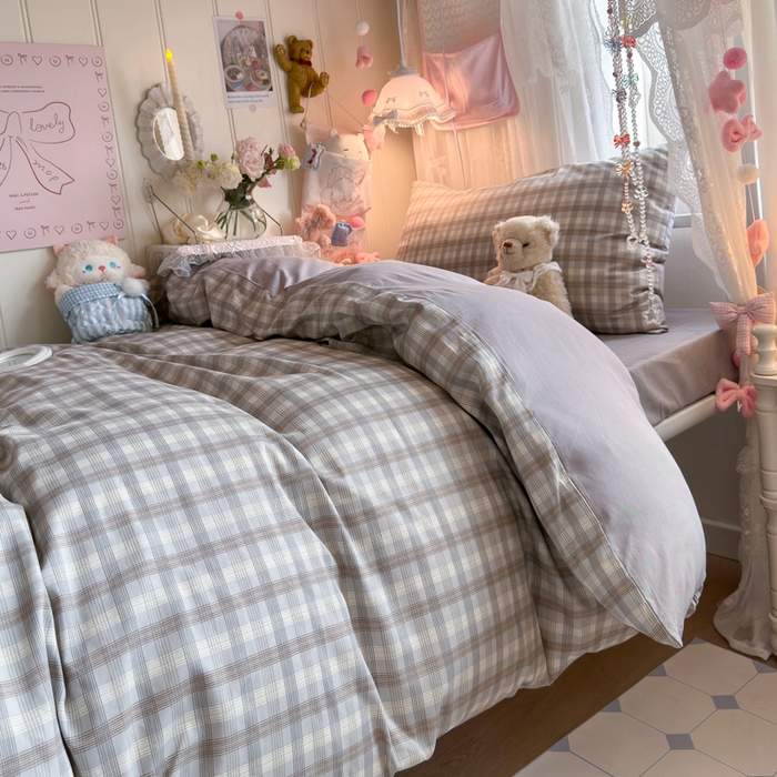 91家纺网 家纺一手货源 找家纺 Sweet dreams甜梦 2025新款学生床全棉纯棉三套件学生三件套宿舍三件套上下铺三件套 时尚格子