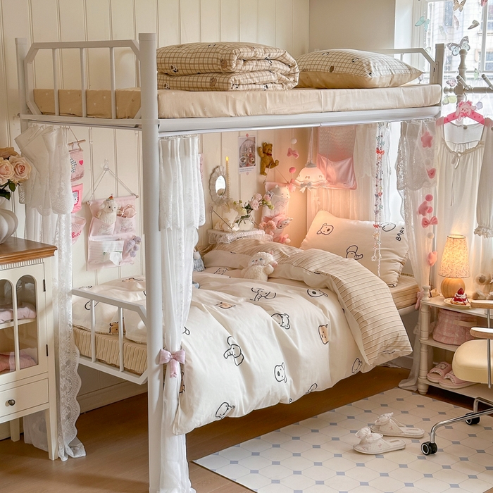 91家纺网 家纺一手货源 找家纺 Sweet dreams甜梦 2025新款学生床全棉纯棉三套件学生三件套宿舍三件套上下铺三件套 小象与熊