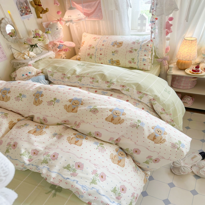 91家纺网 家纺一手货源 找家纺 Sweet dreams甜梦 2025新款学生床全棉纯棉三套件学生三件套宿舍三件套上下铺三件套 花花小狗