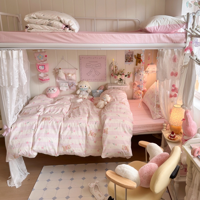 91家纺网 家纺一手货源 找家纺 （总）Sweet dreams甜梦 2025新款学生床全棉纯棉三套件学生三件套宿舍三件套上下铺三件套