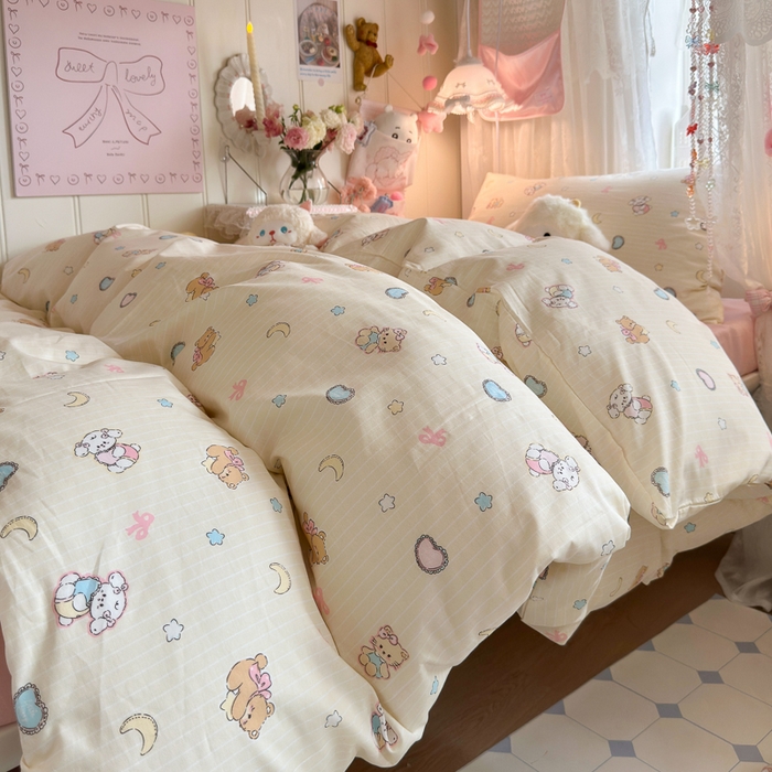 91家纺网 家纺一手货源 找家纺 Sweet dreams甜梦 2025新款学生床全棉纯棉三套件学生三件套宿舍三件套上下铺三件套 抱抱熊