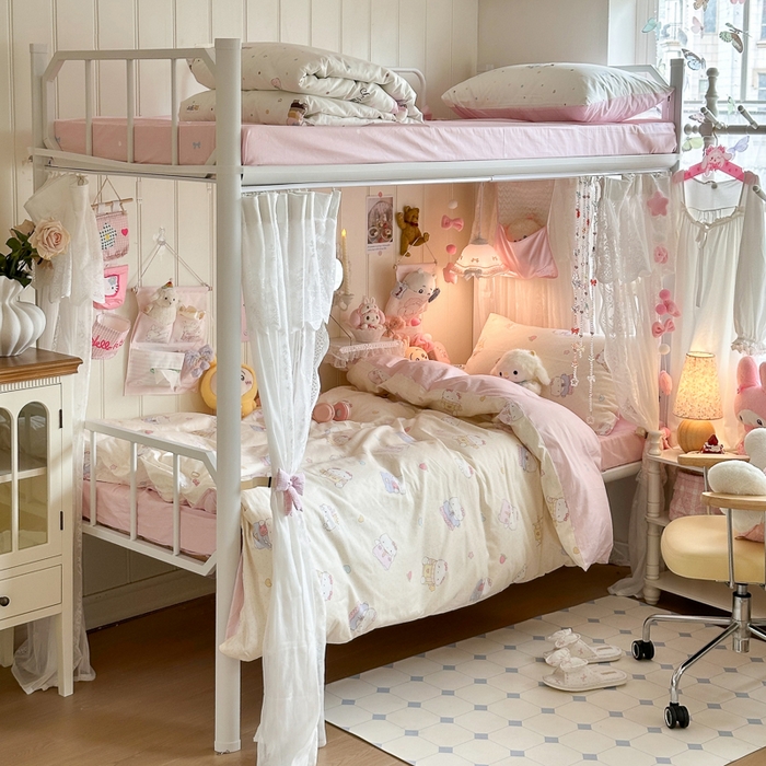 91家纺网 家纺一手货源 找家纺 Sweet dreams甜梦 2025新款学生床全棉纯棉三套件学生三件套宿舍三件套上下铺三件套 波点猫猫