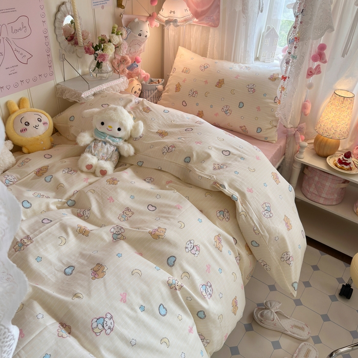 91家纺网 家纺一手货源 找家纺 Sweet dreams甜梦 2025新款学生床全棉纯棉三套件学生三件套宿舍三件套上下铺三件套 抱抱熊