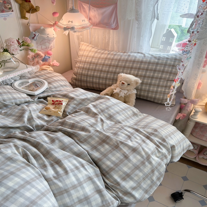 91家纺网 家纺一手货源 找家纺 Sweet dreams甜梦 2025新款学生床全棉纯棉三套件学生三件套宿舍三件套上下铺三件套 时尚格子