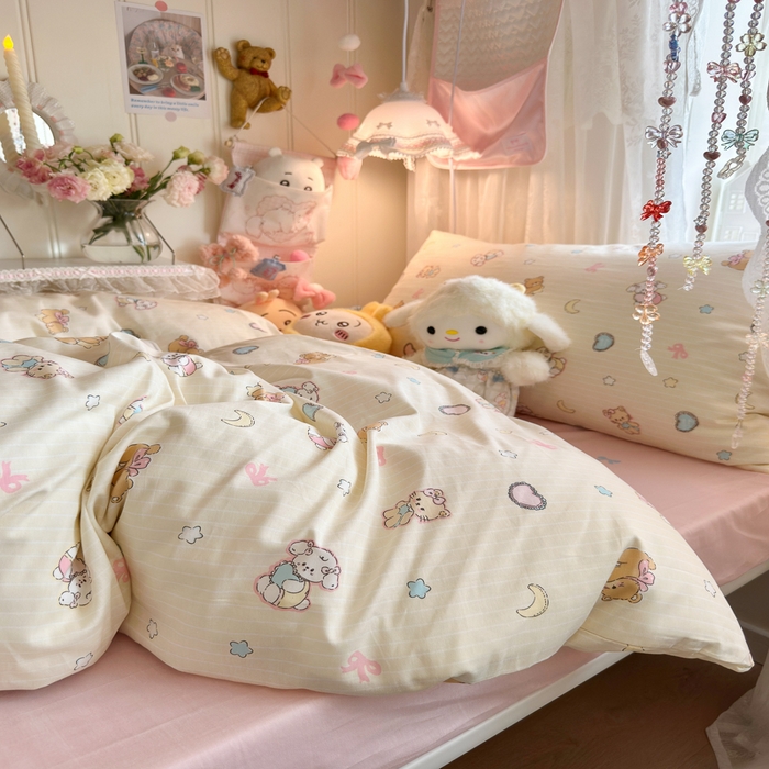 91家纺网 家纺一手货源 找家纺 Sweet dreams甜梦 2025新款学生床全棉纯棉三套件学生三件套宿舍三件套上下铺三件套 抱抱熊