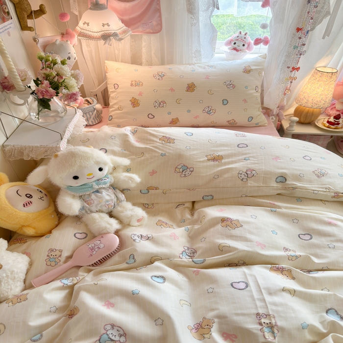 91家纺网 家纺一手货源 找家纺 Sweet dreams甜梦 2025新款学生床全棉纯棉三套件学生三件套宿舍三件套上下铺三件套 抱抱熊