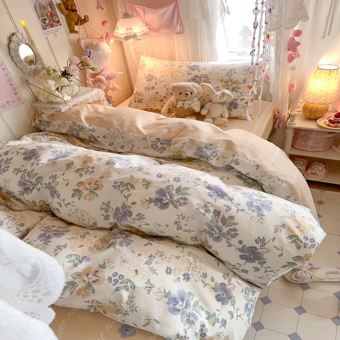 91家纺网 家纺一手货源 找家纺 Sweet dreams甜梦 2025新款学生床全棉纯棉三套件学生三件套宿舍三件套上下铺三件套 繁花