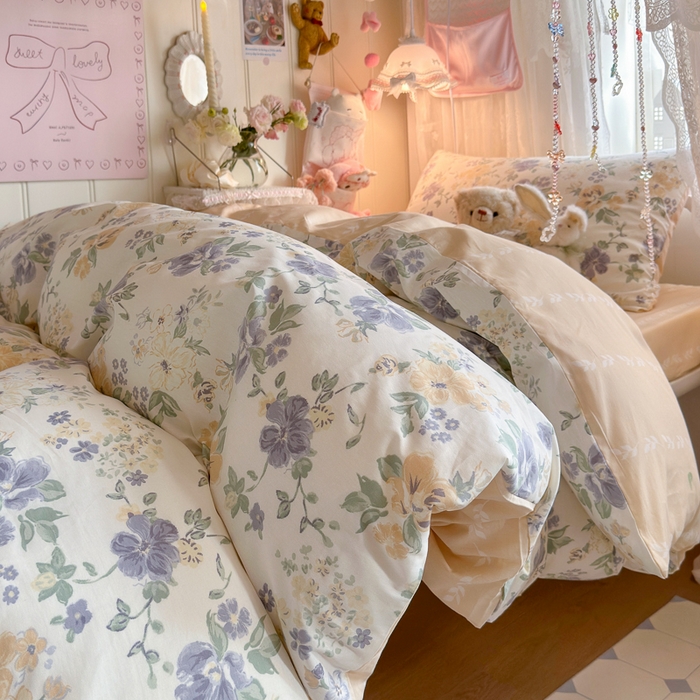 91家纺网 家纺一手货源 找家纺 Sweet dreams甜梦 2025新款学生床全棉纯棉三套件学生三件套宿舍三件套上下铺三件套 繁花