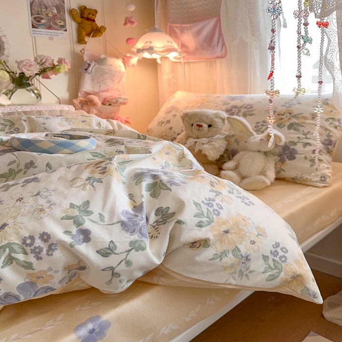 91家纺网 家纺一手货源 找家纺 Sweet dreams甜梦 2025新款学生床全棉纯棉三套件学生三件套宿舍三件套上下铺三件套 繁花