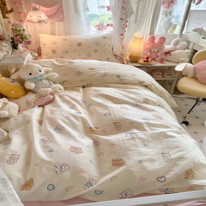 91家纺网 家纺一手货源 找家纺 Sweet dreams甜梦 2025新款学生床全棉纯棉三套件学生三件套宿舍三件套上下铺三件套 抱抱熊