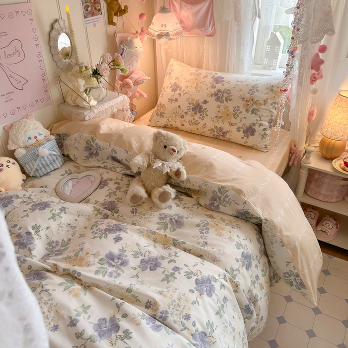 91家纺网 家纺一手货源 找家纺 Sweet dreams甜梦 2025新款学生床全棉纯棉三套件学生三件套宿舍三件套上下铺三件套 繁花