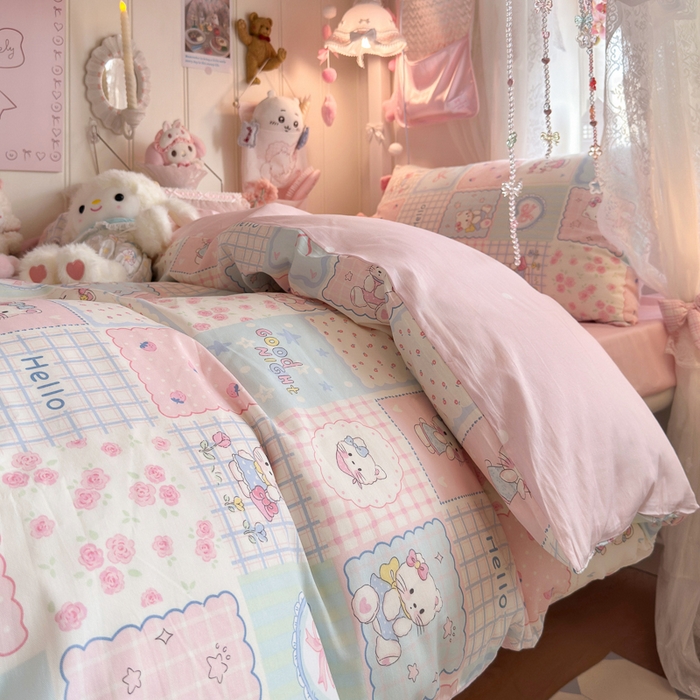 91家纺网 家纺一手货源 找家纺 Sweet dreams甜梦 2025新款学生床全棉纯棉三套件学生三件套宿舍三件套上下铺三件套 格子猫猫