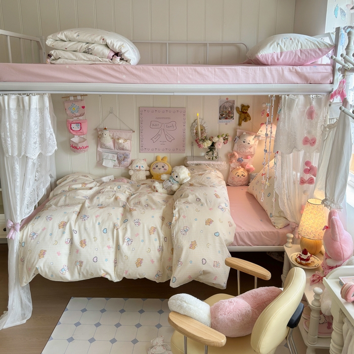 91家纺网 家纺一手货源 找家纺 Sweet dreams甜梦 2025新款学生床全棉纯棉三套件学生三件套宿舍三件套上下铺三件套 抱抱熊