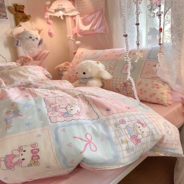 91家纺网 家纺一手货源 找家纺 Sweet dreams甜梦 2025新款学生床全棉纯棉三套件学生三件套宿舍三件套上下铺三件套 格子猫猫