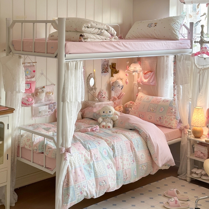 91家纺网 家纺一手货源 找家纺 Sweet dreams甜梦 2025新款学生床全棉纯棉三套件学生三件套宿舍三件套上下铺三件套 格子猫猫