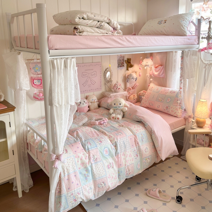 Sweet dreams甜梦 2025新款学生床全棉纯棉三套件学生三件套宿舍三件套上下铺三件套 格子猫猫