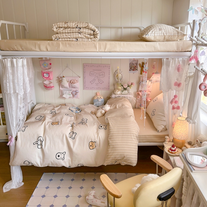 91家纺网 家纺一手货源 找家纺 Sweet dreams甜梦 2025新款学生床全棉纯棉三套件学生三件套宿舍三件套上下铺三件套 小象与熊