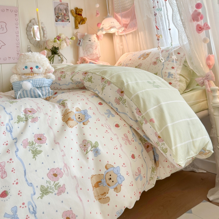 91家纺网 家纺一手货源 找家纺 Sweet dreams甜梦 2025新款学生床全棉纯棉三套件学生三件套宿舍三件套上下铺三件套 花花小狗