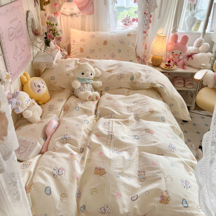 91家纺网 家纺一手货源 找家纺 Sweet dreams甜梦 2025新款学生床全棉纯棉三套件学生三件套宿舍三件套上下铺三件套 抱抱熊