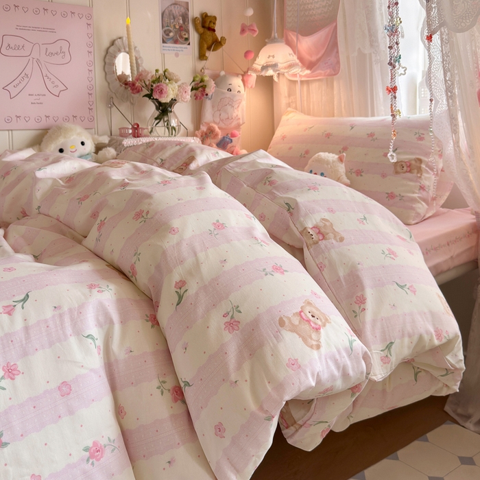 91家纺网 家纺一手货源 找家纺 （总）Sweet dreams甜梦 2025新款学生床全棉纯棉三套件学生三件套宿舍三件套上下铺三件套