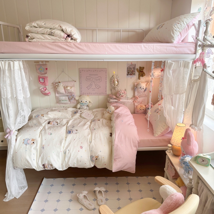 91家纺网 家纺一手货源 找家纺 Sweet dreams甜梦 2025新款学生床全棉纯棉三套件学生三件套宿舍三件套上下铺三件套 元气猫猫