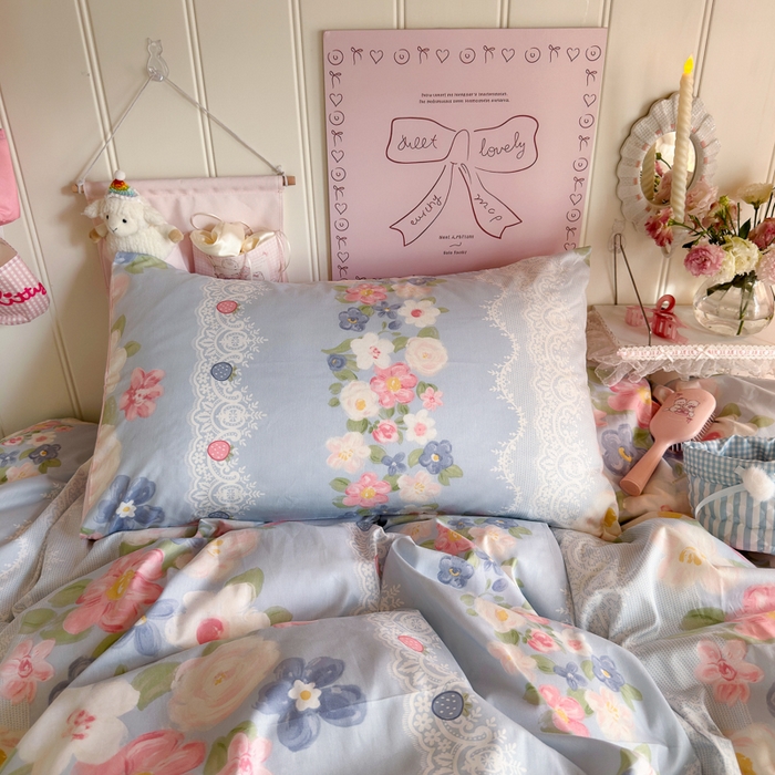 91家纺网 家纺一手货源 找家纺 Sweet dreams甜梦 2025新款学生床全棉纯棉三套件学生三件套宿舍三件套上下铺三件套 花季