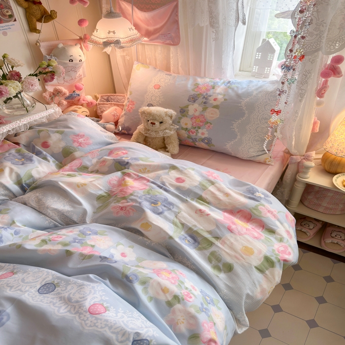 91家纺网 家纺一手货源 找家纺 Sweet dreams甜梦 2025新款学生床全棉纯棉三套件学生三件套宿舍三件套上下铺三件套 花季