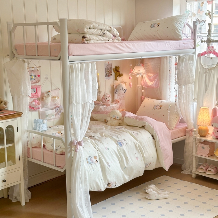 91家纺网 家纺一手货源 找家纺 Sweet dreams甜梦 2025新款学生床全棉纯棉三套件学生三件套宿舍三件套上下铺三件套 元气猫猫