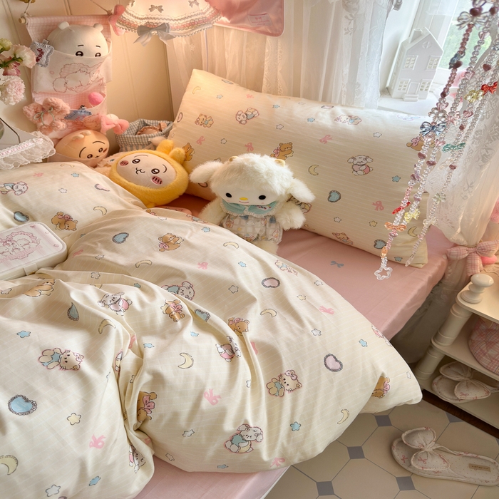 91家纺网 家纺一手货源 找家纺 Sweet dreams甜梦 2025新款学生床全棉纯棉三套件学生三件套宿舍三件套上下铺三件套 抱抱熊