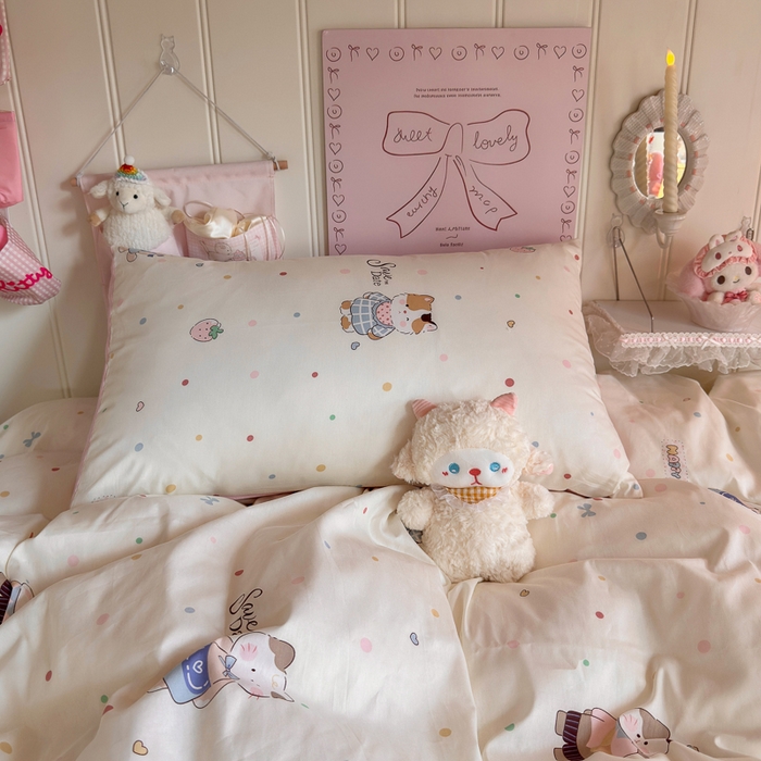 91家纺网 家纺一手货源 找家纺 Sweet dreams甜梦 2025新款学生床全棉纯棉三套件学生三件套宿舍三件套上下铺三件套 元气猫猫