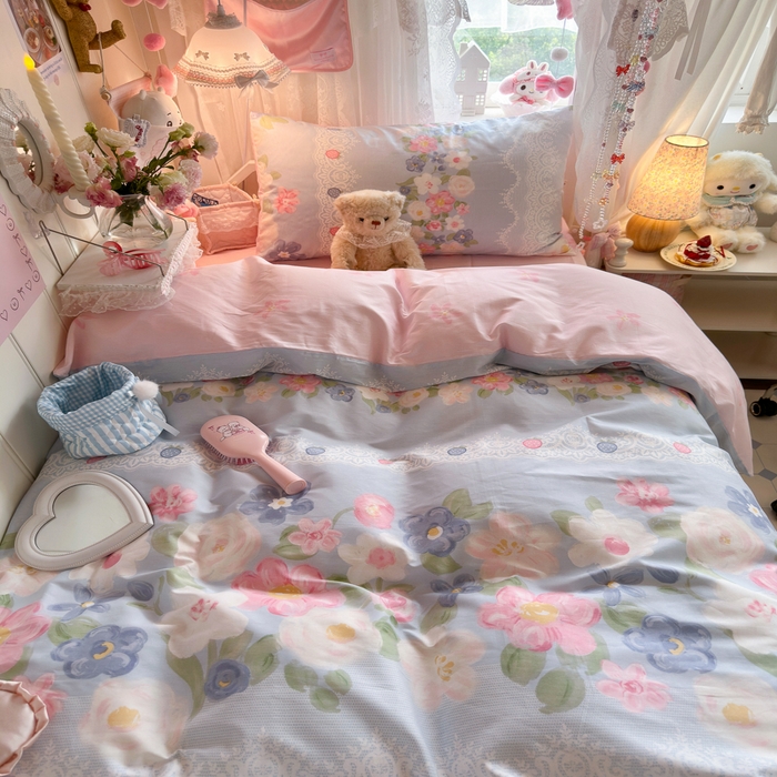 91家纺网 家纺一手货源 找家纺 Sweet dreams甜梦 2025新款学生床全棉纯棉三套件学生三件套宿舍三件套上下铺三件套 花季