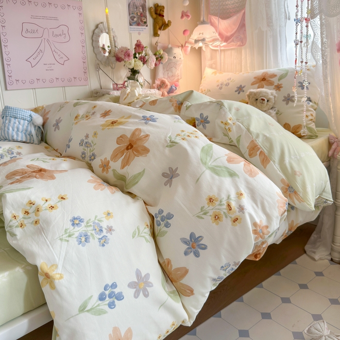 91家纺网 家纺一手货源 找家纺 Sweet dreams甜梦 2025新款学生床全棉纯棉三套件学生三件套宿舍三件套上下铺三件套 沐秋