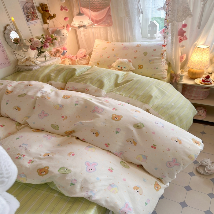 91家纺网 家纺一手货源 找家纺 Sweet dreams甜梦 2025新款学生床全棉纯棉三套件学生三件套宿舍三件套上下铺三件套 春日记忆