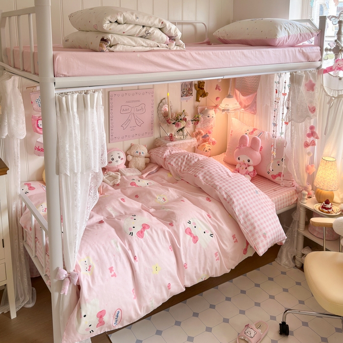 Sweet dreams甜梦 2025新款学生床全棉纯棉三套件学生三件套宿舍三件套上下铺三件套 粉色猫猫