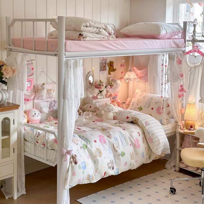 91家纺网 家纺一手货源 找家纺 Sweet dreams甜梦 2025新款学生床全棉纯棉三套件学生三件套宿舍三件套上下铺三件套 蛋糕小狗