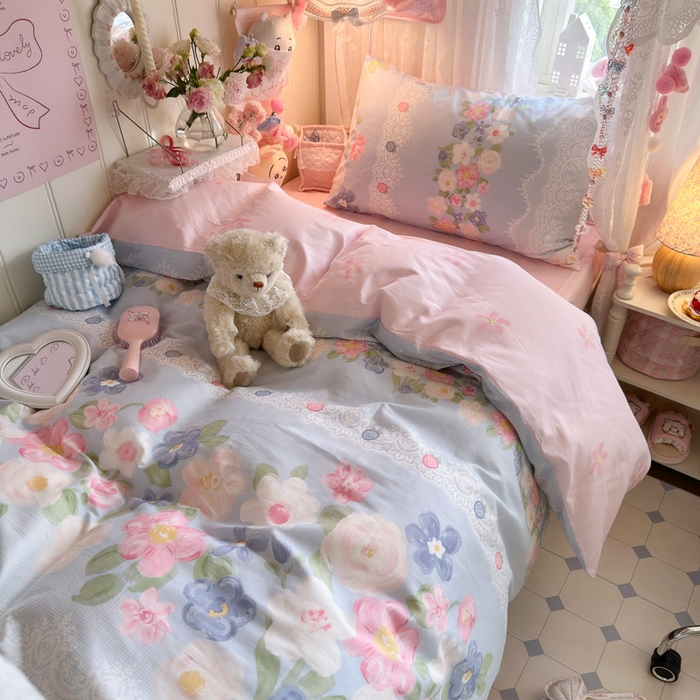 91家纺网 家纺一手货源 找家纺 Sweet dreams甜梦 2025新款学生床全棉纯棉三套件学生三件套宿舍三件套上下铺三件套 花季