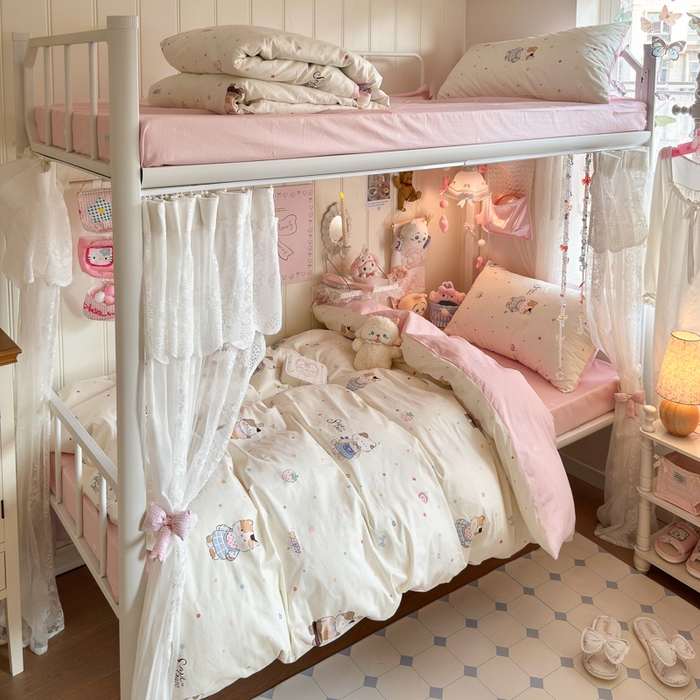 Sweet dreams甜梦 2025新款学生床全棉纯棉三套件学生三件套宿舍三件套上下铺三件套 元气猫猫